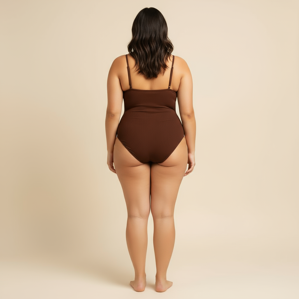 Body moldeador sin mangas café, vista lateral — Essenza