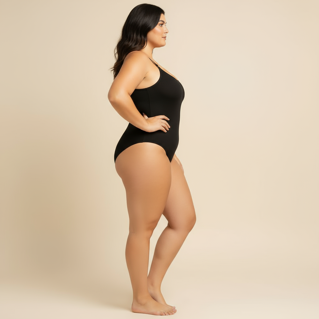 Body moldeador sin mangas negro, vista trasera — Essenza