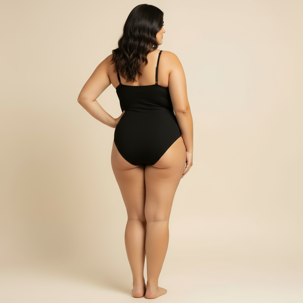Body moldeador sin mangas negro, vista lateral — Essenza