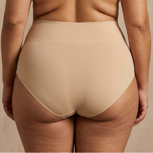 Calzón de algodón tiro alto nude, vista lateral — Essenza