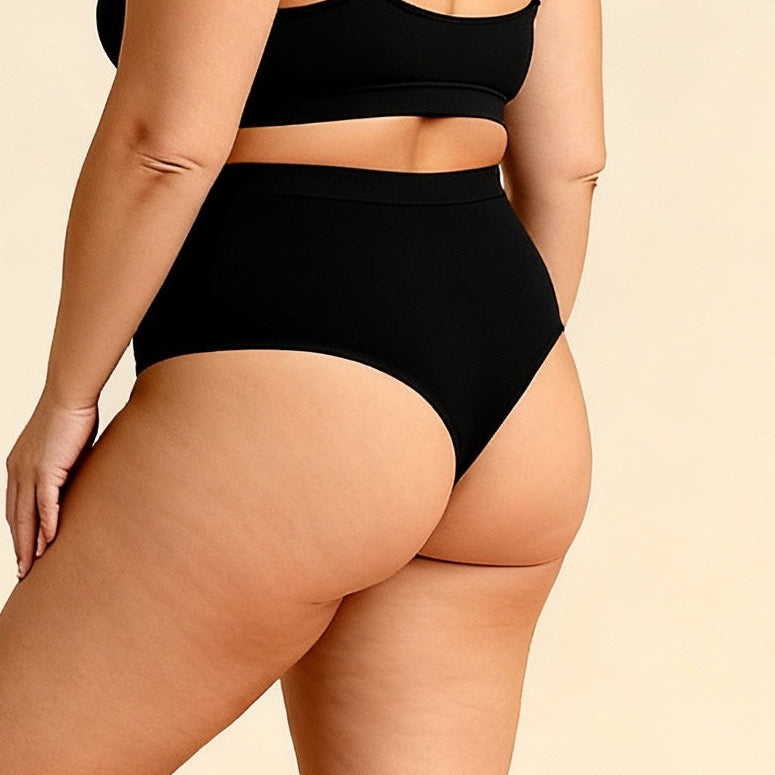 Colaless moldeador negro, vista lateral con control de abdomen — Essenza