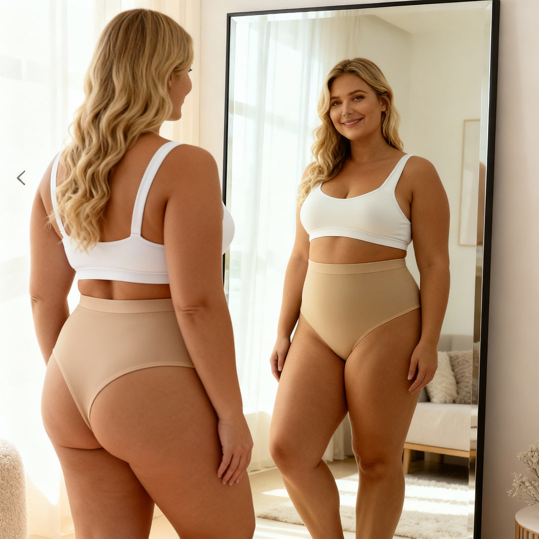 Colaless moldeador nude, vista frontal sobre fondo neutro — Essenza