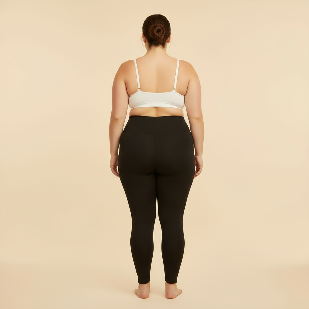 Leggings moldeadores negros, vista lateral — Essenza