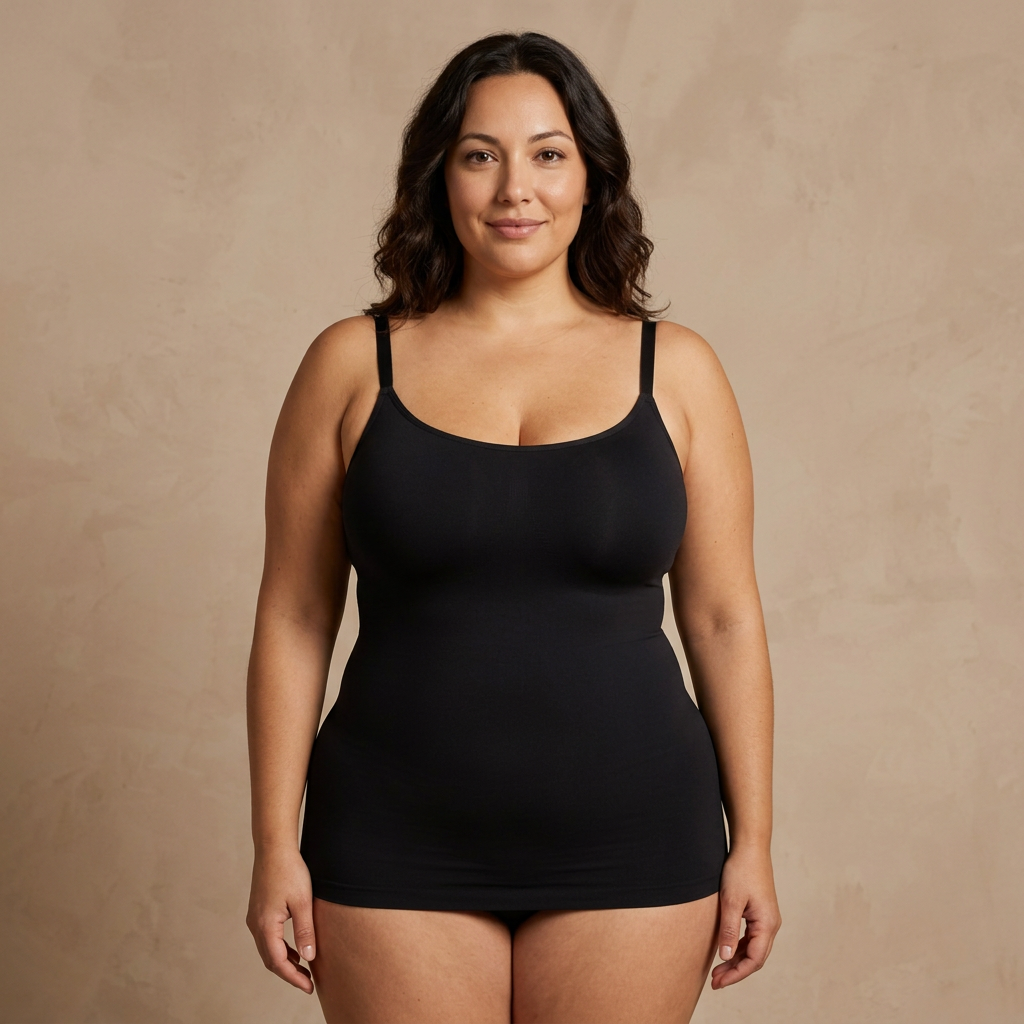 Camiseta moldeadora comfort fit negra tallas grandes Essenza