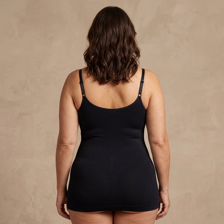 Camiseta moldeadora comfort fit negra plus size Essenza
