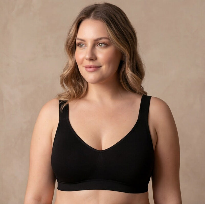 Sostén sin aros negro mujer tallas grandes Essenza