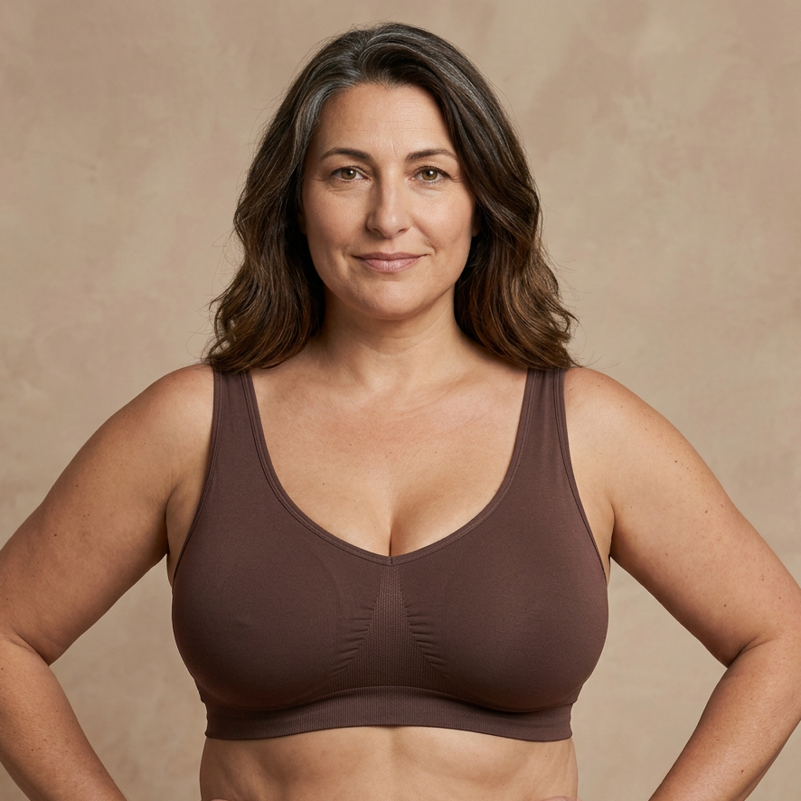 Sostén sin aros café mujer curvy tallas grandes Essenza